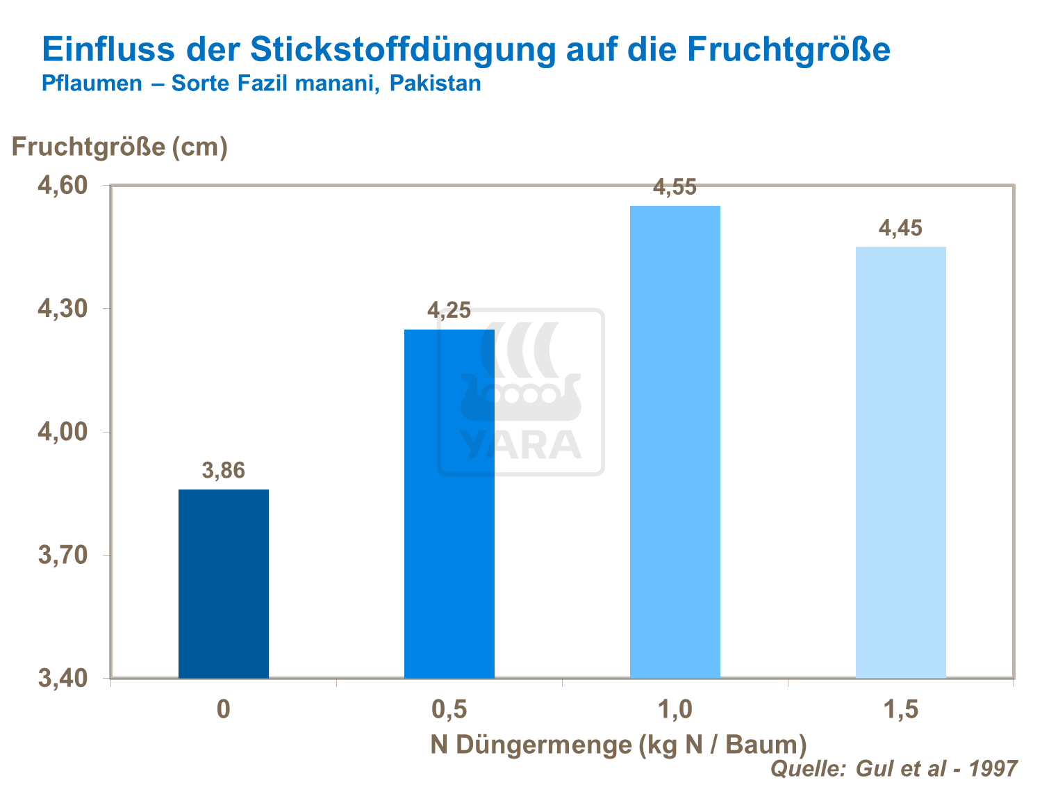 Einfluss der Stickstoffdüngung auf die Fruchtgröße bei Pflaumen