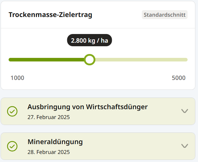 Trockenmasse Eingabe