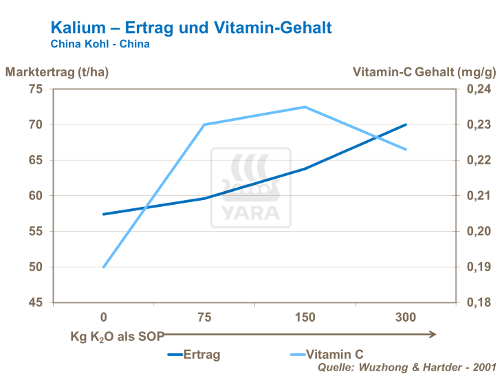 Kalium - Ertrag und Vitamingehalt