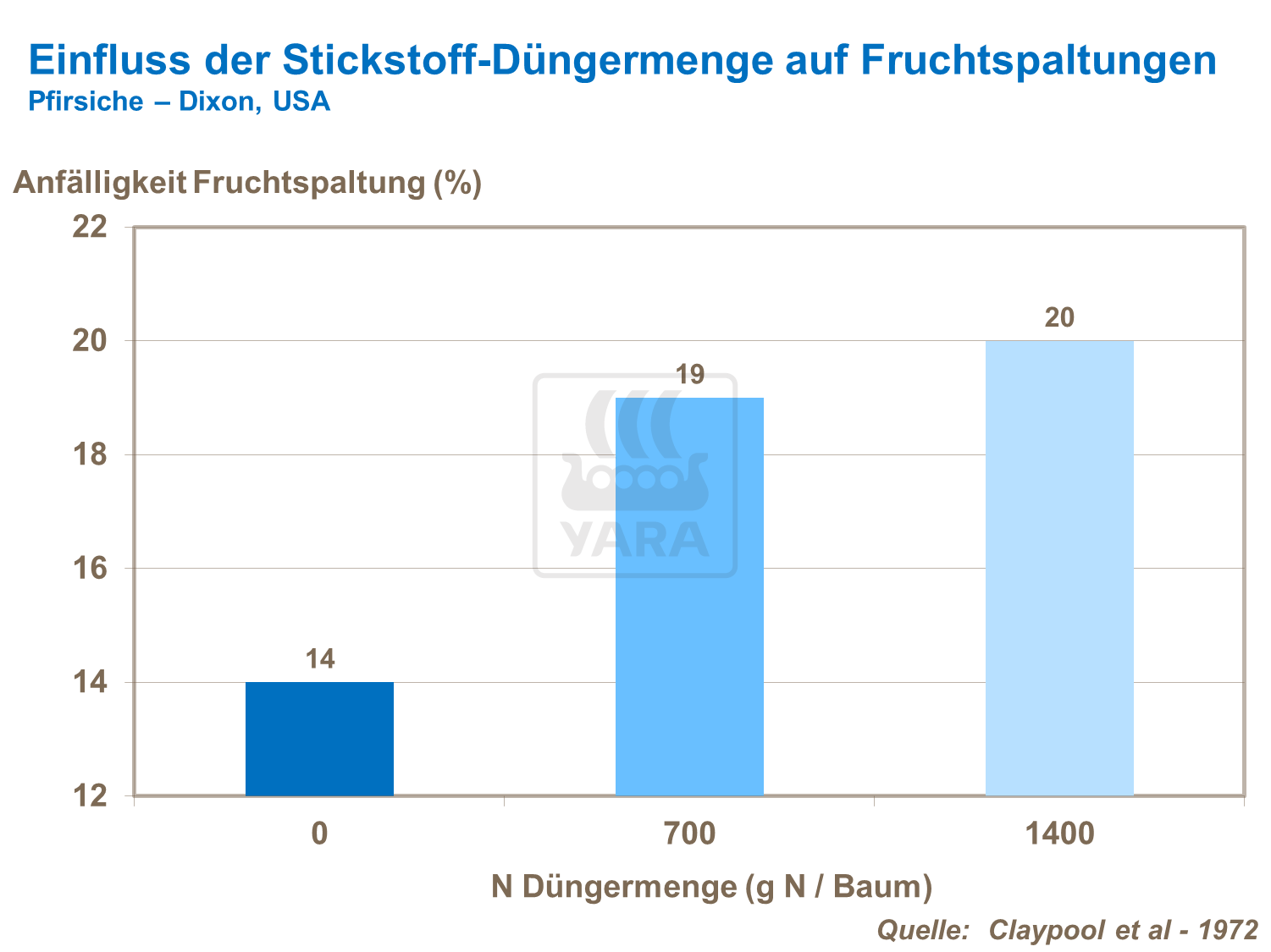 Einfluss der Stickstoff-Düngermenge auf Fruchstspaltungen (Pfirsiche)