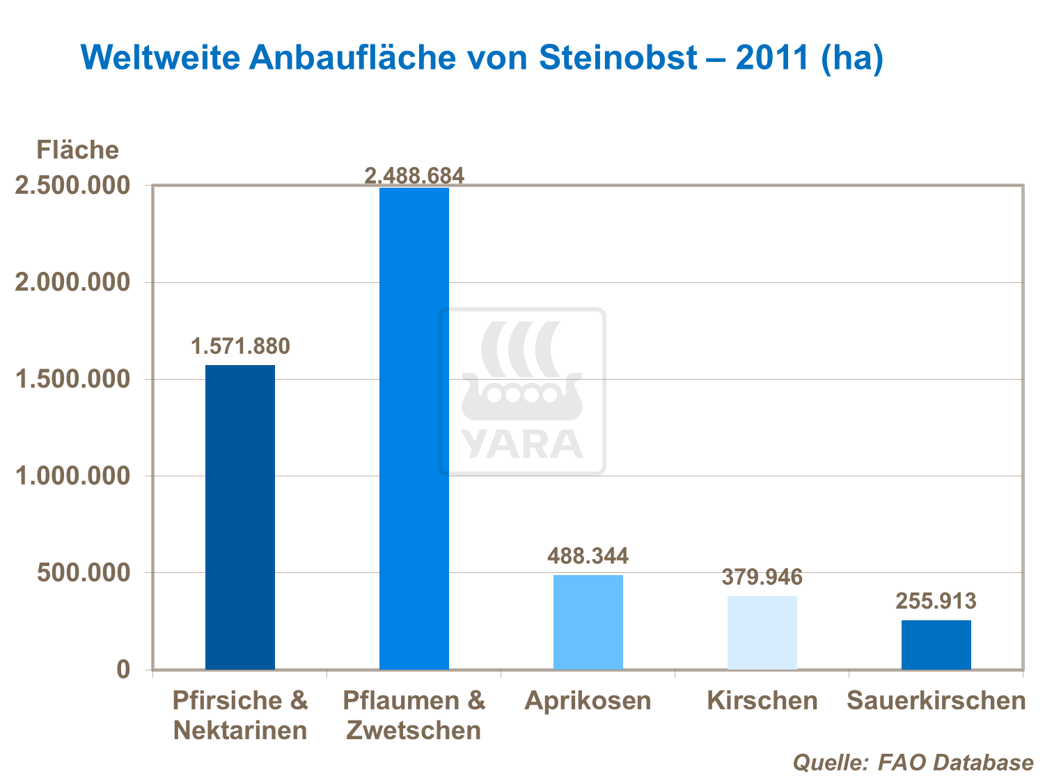 Weltweite Anbaufläche von Steinobst 2011