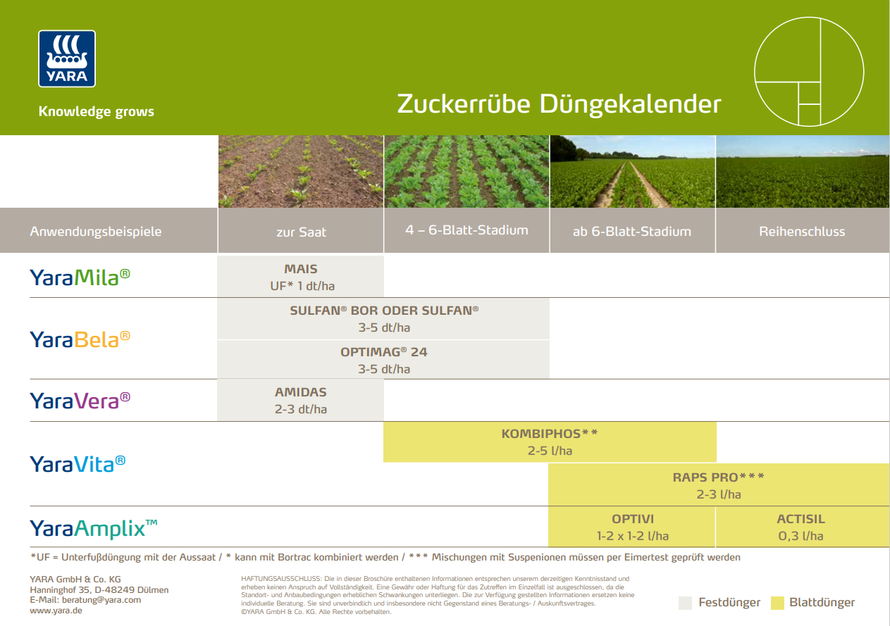 Düngekalender Zuckerrübe